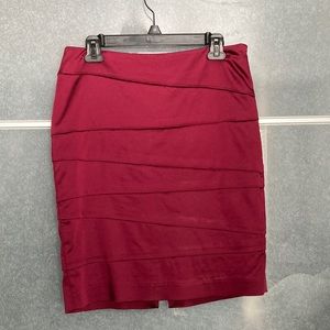 WHBM, satin pencil skirt, rich burgundy color